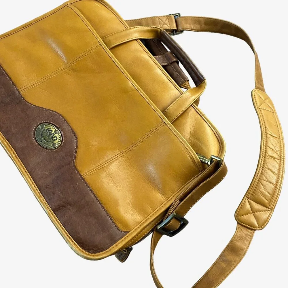 Vintage Land Santa Fe Leather Briefcase Laptop Bag